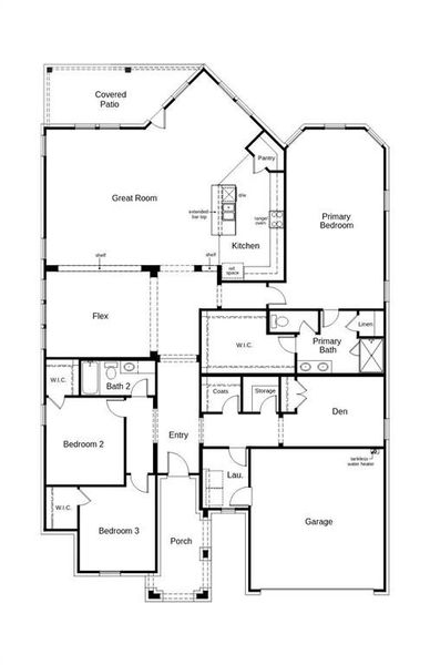 2D floor plan layout of this home in The Preserve Estates, Justin, TX (Image 2). 2D floor plan layout of this home in The Preserve Estates, Justin, TX (Image 2).