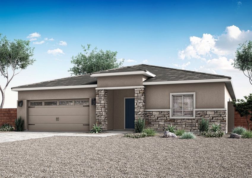 Representative exterior photo of a completed home built from the Sedona by LGI Homes in Ghost Hollow Estates, Casa Grande, AZ (Image 2).
