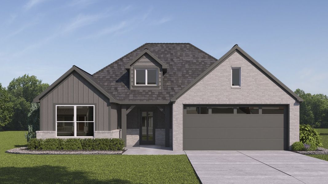 Front exterior of a new home in Blaire Lake, Tyler, TX, highlighting curb appeal (Image 1). Front exterior of a new home in Blaire Lake, Tyler, TX, highlighting curb appeal (Image 1).