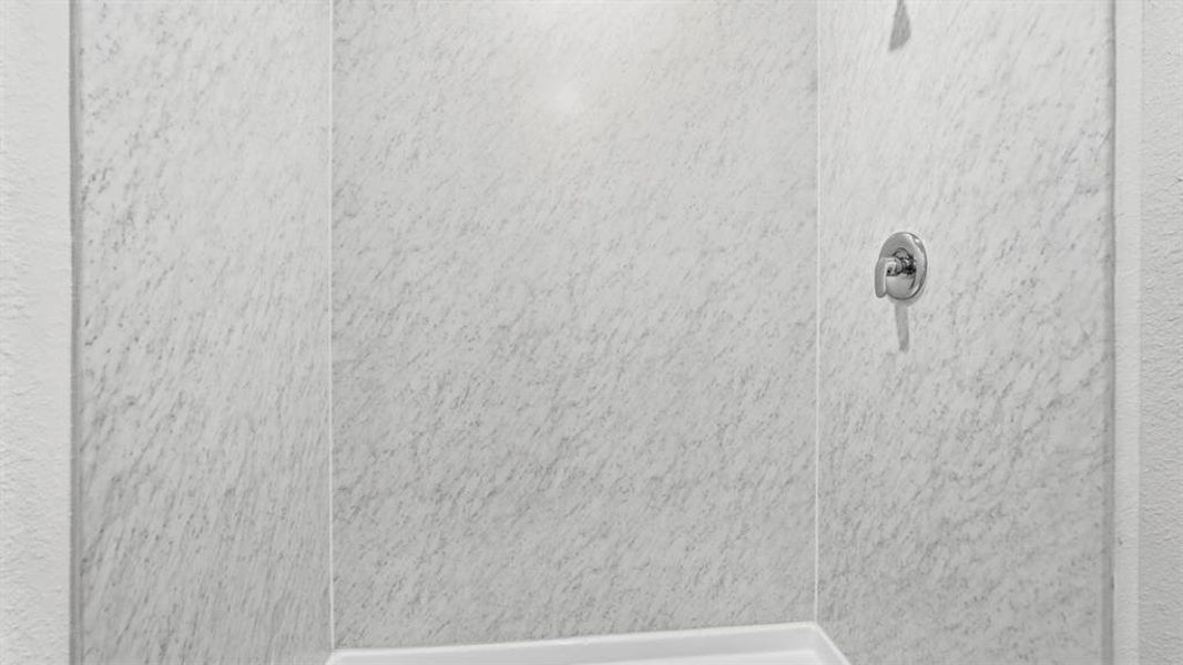 Bathroom view of a shower stall