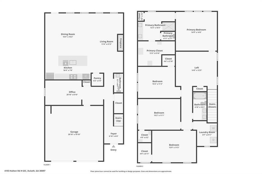 2D floor plan layout of this home in Encore, Duluth, GA (Image 3).