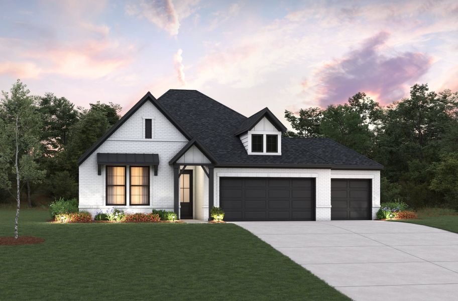 Front exterior of a new home in Arabella on the Prairie, Richmond, TX, highlighting curb appeal (Image 1). Front exterior of a new home in Arabella on the Prairie, Richmond, TX, highlighting curb appeal (Image 1).