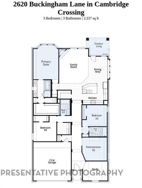 2D floor plan layout of this home in Cambridge Crossing: 50ft. lots, Celina, TX (Image 3).