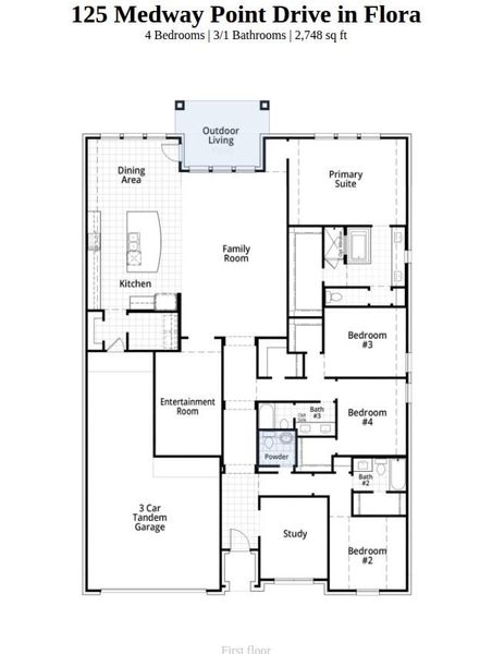2D floor plan layout of this home in Flora, Hutto, TX (Image 4).