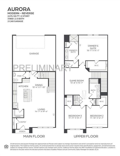 Our over the top Aurora Reverse floor plan offers outstanding entertaining space on the mail level with a game room and spacious bedrooms upstairs!