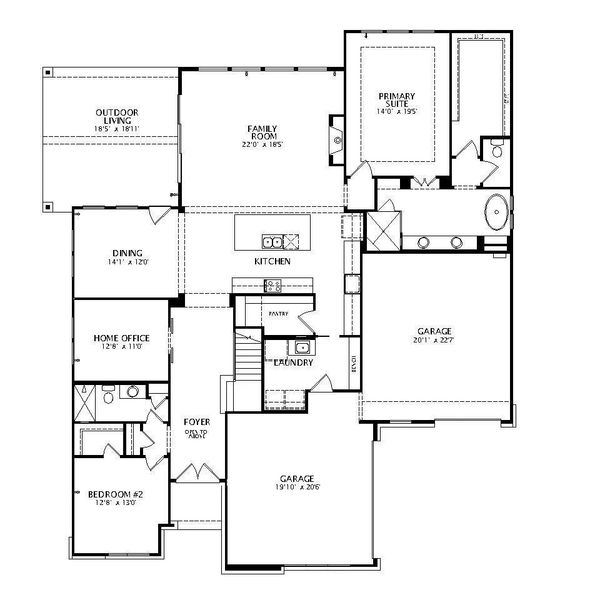 Visualize the thoughtful layout of this home with clearly defined living areas and functional spaces.
