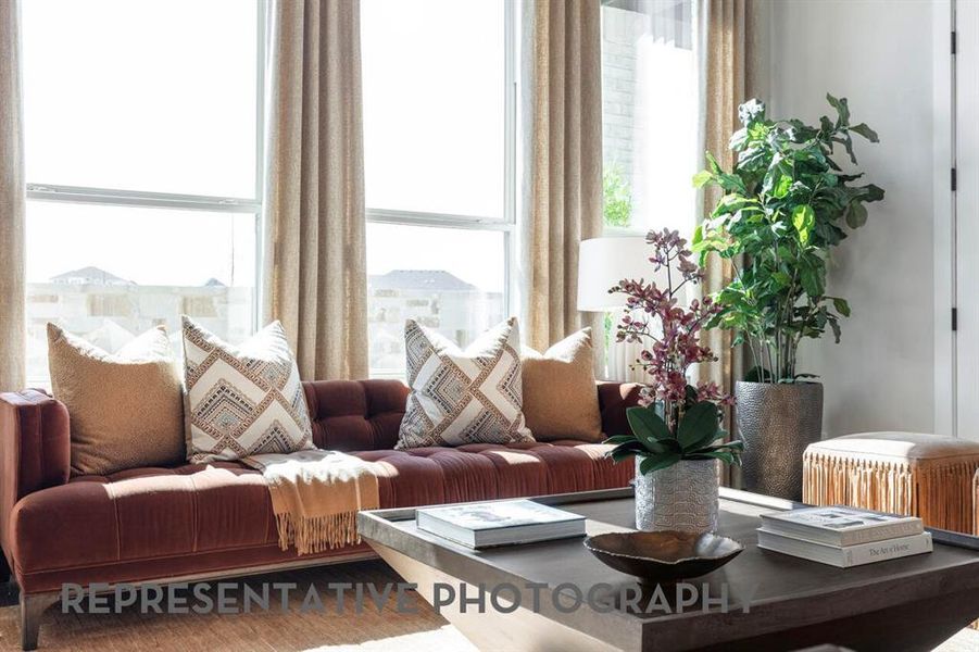 Furnished interior view inside a new home in Furst Ranch, Flower Mound (Image 18). Furnished interior view inside a new home in Furst Ranch, Flower Mound (Image 18).