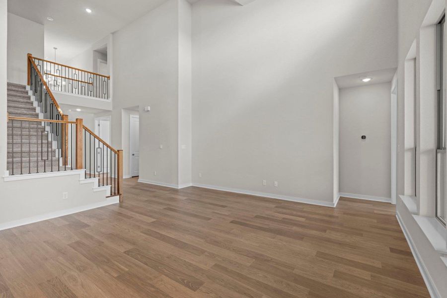 Family Room with soaring ceiling