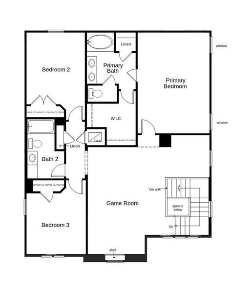 This floor plan features 3 bedrooms, 2 full baths, 1 half bath and over 2,400 square feet of living space.