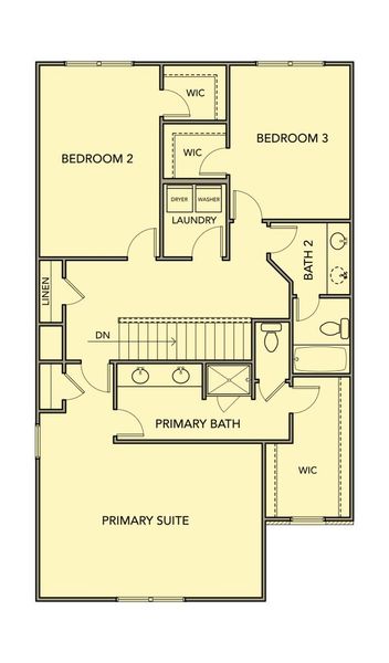 2D floor plan layout for the Redbud by Kerley Family Homes in The View at Groover’s Lake, Lithia Springs, GA (Image 4).