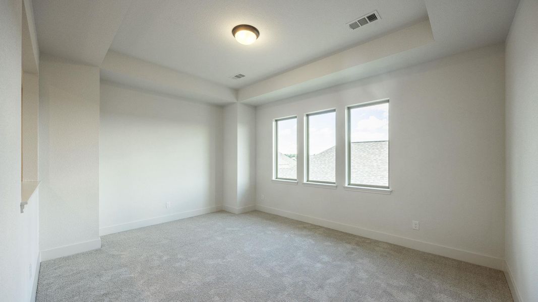Empty room featuring carpet and a raised ceiling Empty room featuring carpet and a raised ceiling