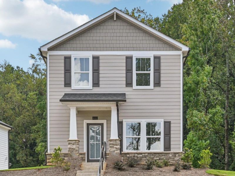 Front exterior of a new home in Hemingway - Cottage Series, Cumming, GA, highlighting curb appeal (Image 1).