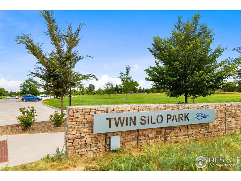 Twin Silo Park directly located next to the Birdwhistle Townhomes.