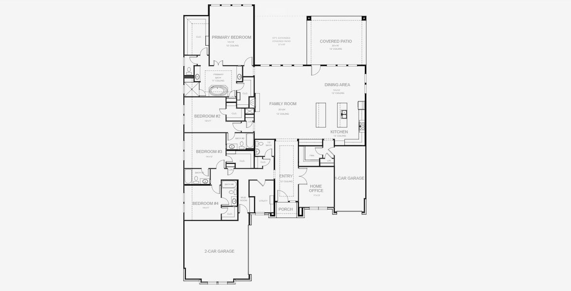 2D floor plan layout for the 3130S by Perry Homes in Windborne 100', Converse, TX (Image 3).