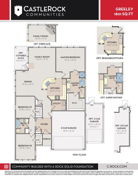 2D floor plan layout for the Greeley by CastleRock Communities in Dorris Farm, White House, TN (Image 3).