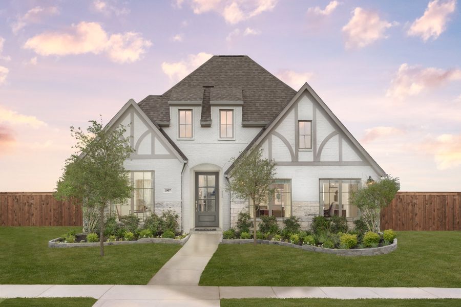 Front exterior of a new home in Brookewater, Rosenberg, TX, highlighting curb appeal (Image 21).