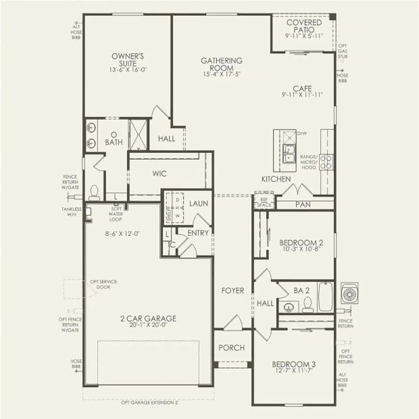 2D floor plan layout of this home in Festival Foothills, Buckeye, AZ (Image 3).