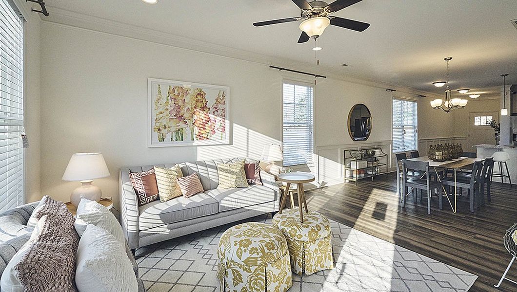 Furnished interior view inside a new home in The Meadows at Kinsley, Jamestown (Image 17). Furnished interior view inside a new home in The Meadows at Kinsley, Jamestown (Image 17).