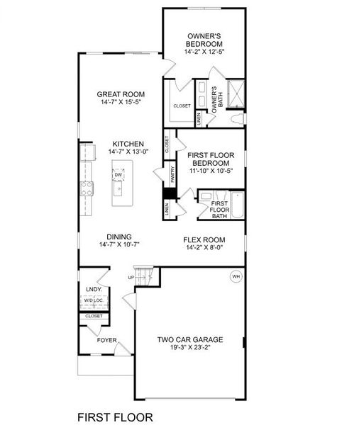 2D floor plan layout for the Fairview by Ryan Homes in Somerset, Santee, SC (Image 4).