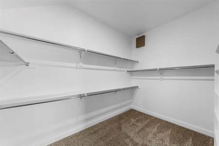 Walk in closet with dark carpet