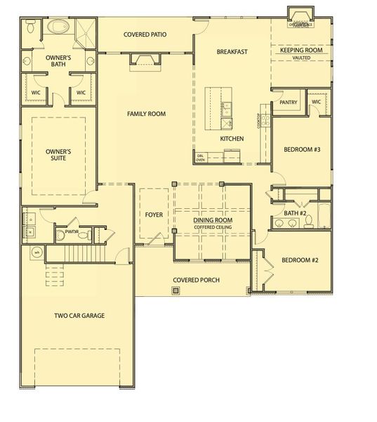 2D floor plan layout for the Payton III by Kerley Family Homes in Walters Creek, Douglasville, GA (Image 4).