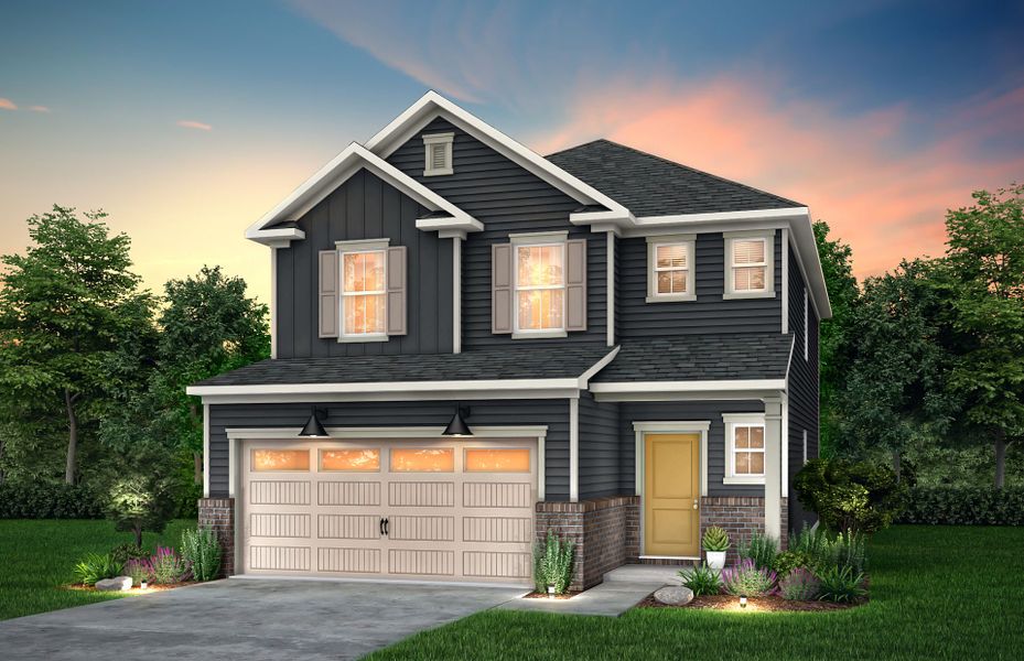 Front exterior of a new home in Parkside Crossing, Charlotte, NC, highlighting curb appeal (Image 17).