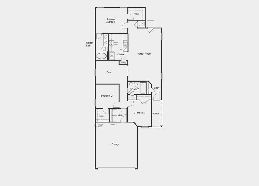 2D floor plan layout for the 1360 by KB Home in Sagecrest Trails, Conroe, TX (Image 3). 2D floor plan layout for the 1360 by KB Home in Sagecrest Trails, Conroe, TX (Image 3).