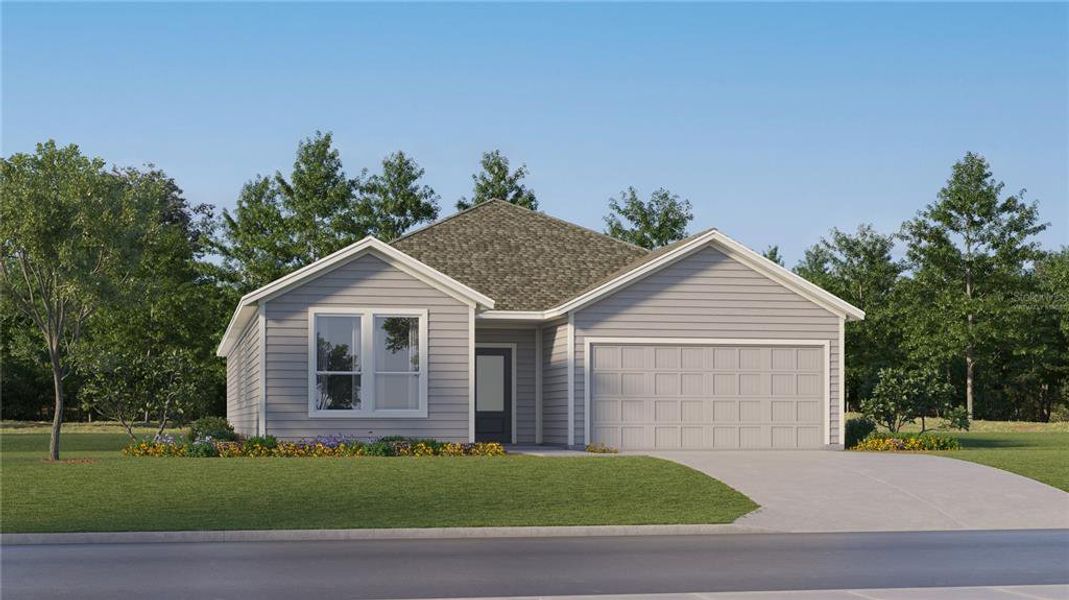 Front exterior of a new home in Meadow Pointe, Groveland, FL, highlighting curb appeal (Image 1). Front exterior of a new home in Meadow Pointe, Groveland, FL, highlighting curb appeal (Image 1).