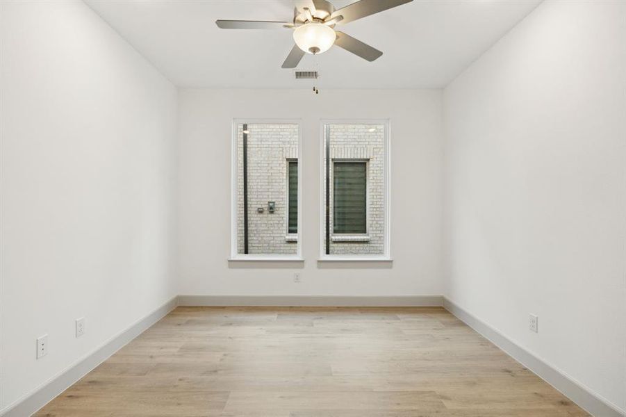 The professional working from home will appreciate the privacy of this light filled home office! The professional working from home will appreciate the privacy of this light filled home office!