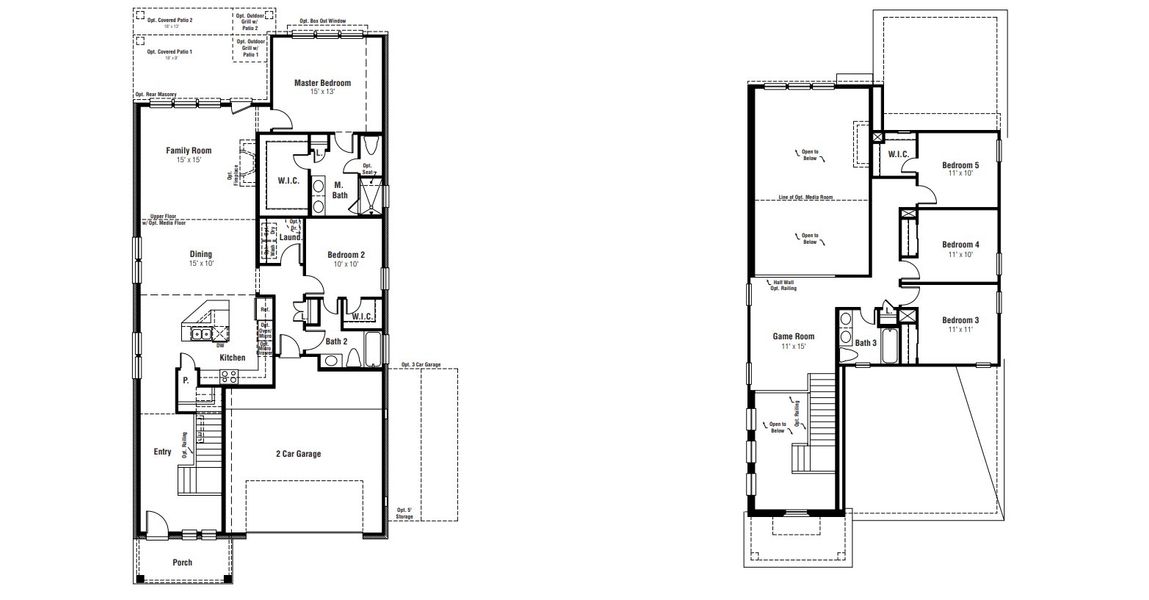 2D floor plan layout for the Sabine by Scott Felder Homes in East View Farms, Georgetown, TX (Image 3).