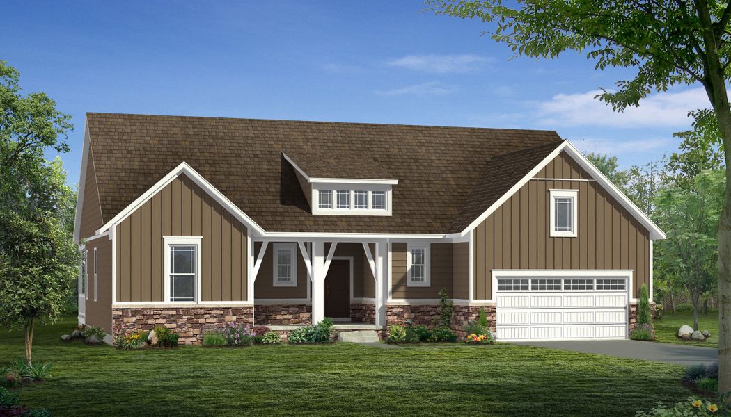Front exterior of a new home in Preserve at Magnolia Park, Jackson, MI, highlighting curb appeal (Image 24).
