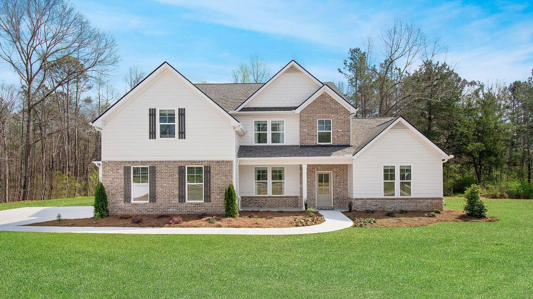 Representative exterior photo of a completed home built from the Henry II by DRB Homes in Grandview at Millers Mill, Stockbridge, GA (Image 2).