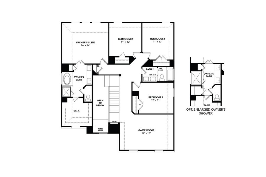 2D floor plan layout for the Mimosa by DRB Homes in Piedmont, San Antonio, TX (Image 4).
