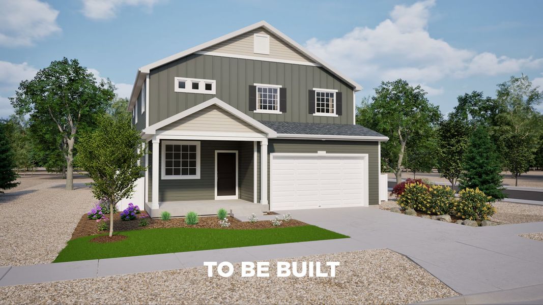 Front exterior of a new home in Banning Lewis Ranch - New Homes Colorado Springs, Colorado Springs, CO, highlighting curb appeal (Image 1). Front exterior of a new home in Banning Lewis Ranch - New Homes Colorado Springs, Colorado Springs, CO, highlighting curb appeal (Image 1).