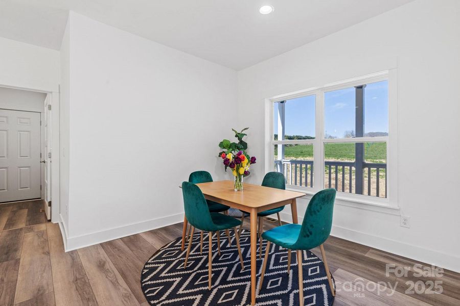 9-foot ceilings throughout enhance the sense of space