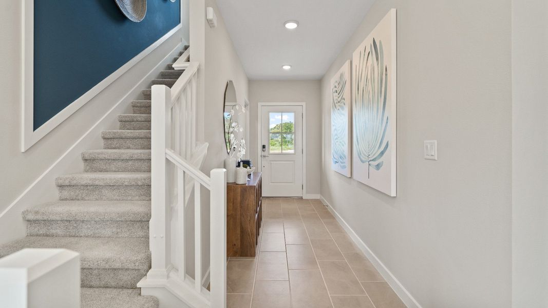 Ponte Vedra Model Home Stairs and Entry Interior at Willowbrook North by DRB Homes in Winter Haven FL Ponte Vedra Model Home Stairs and Entry Interior at Willowbrook North by DRB Homes in Winter Haven FL