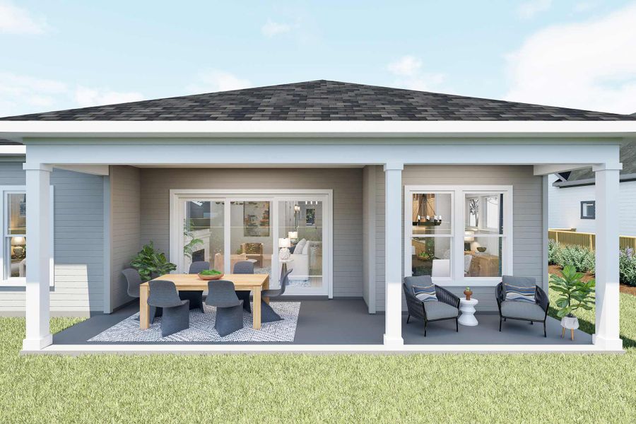 Representative exterior details of a home built from the The Bonnie by David Weekley Homes in Lanier Landing - Reserve Collection, Gainesville (Image 4).