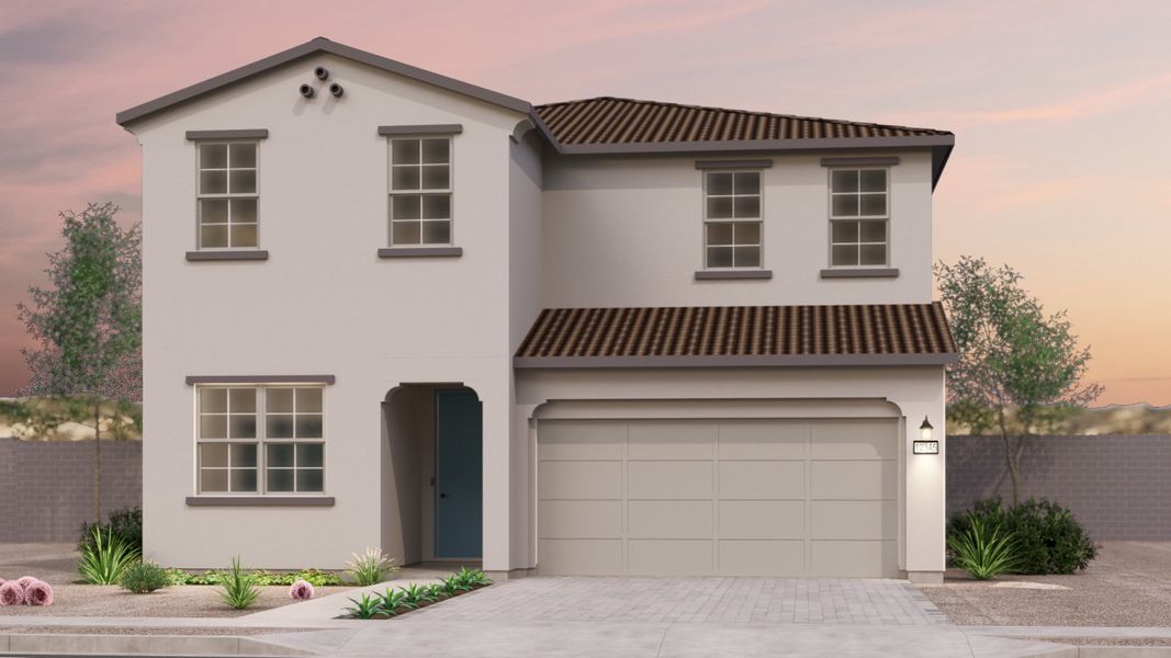 Representative exterior photo of a completed home built from the Rockrose by Brookfield Residential in Alamar, Avondale, AZ (Image 2). Representative exterior photo of a completed home built from the Rockrose by Brookfield Residential in Alamar, Avondale, AZ (Image 2).