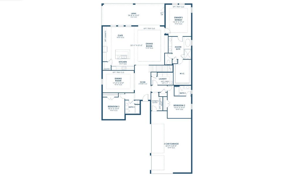 2D floor plan layout for the Sand Key II by Homes by WestBay in Longleaf at Grand Park, Sarasota, FL (Image 3).