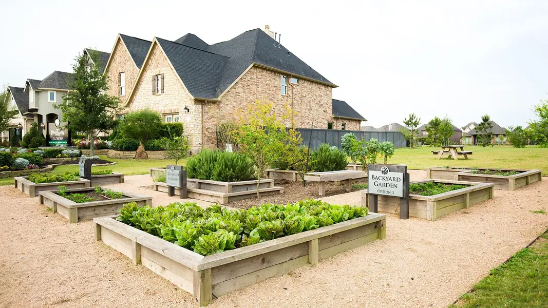 Exterior details and patio area of a home in Harvest Green 45', Richmond (Image 2).