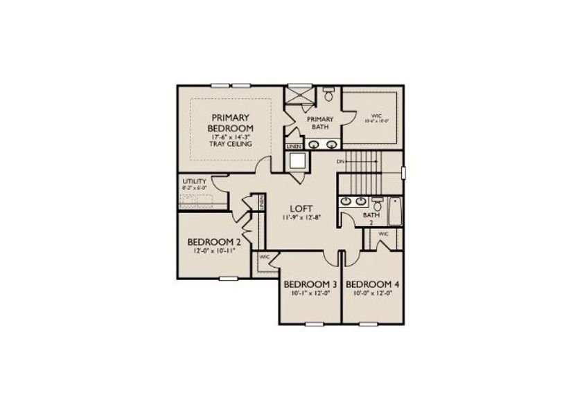 2D floor plan layout of this home in Ascent at Arbor Ridge, La Vergne, TN (Image 6).