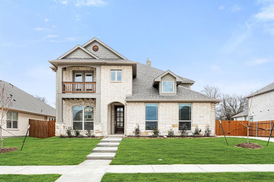 Front exterior of a new home in Ridgepoint, Midlothian, TX, highlighting curb appeal (Image 2).
