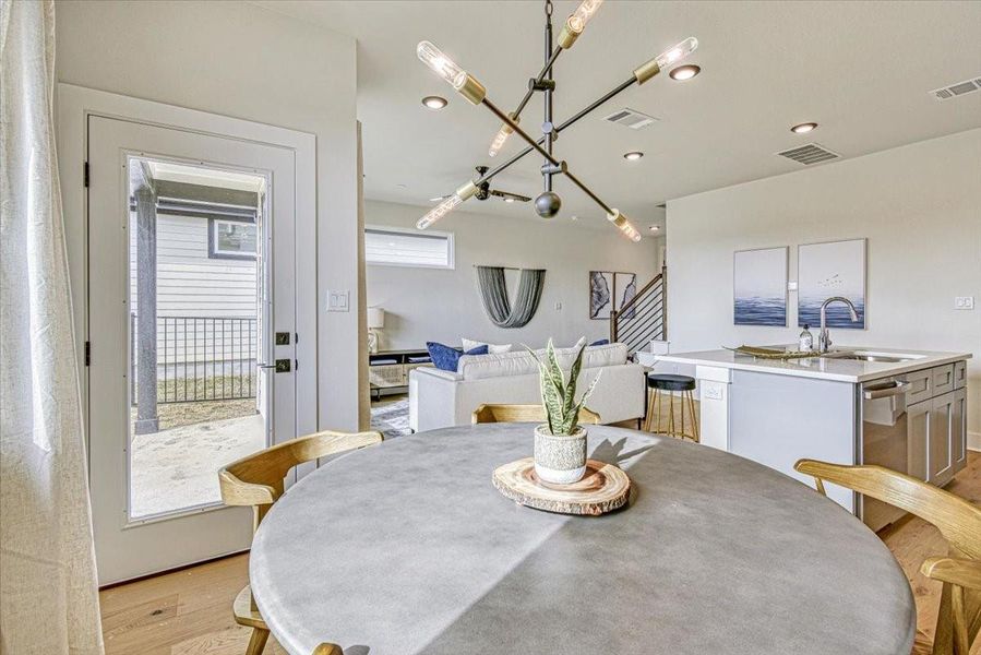 Furnished interior view inside a new home in Townhomes at Gattis, Round Rock (Image 14). Furnished interior view inside a new home in Townhomes at Gattis, Round Rock (Image 14).