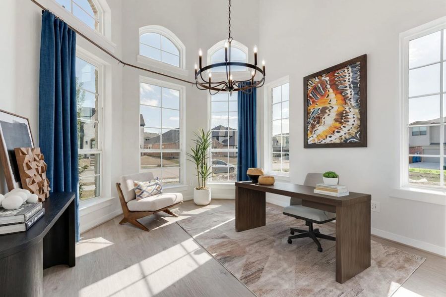 Furnished interior view inside a new home in Trails at Cottonwood Creek, Rowlett (Image 5). Furnished interior view inside a new home in Trails at Cottonwood Creek, Rowlett (Image 5).