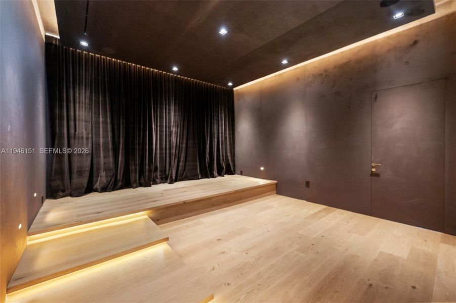 Fully Insulated Sound Proof Media Room, Bespoke Wall Paper & Velvet Drapes Fully Insulated Sound Proof Media Room, Bespoke Wall Paper & Velvet Drapes