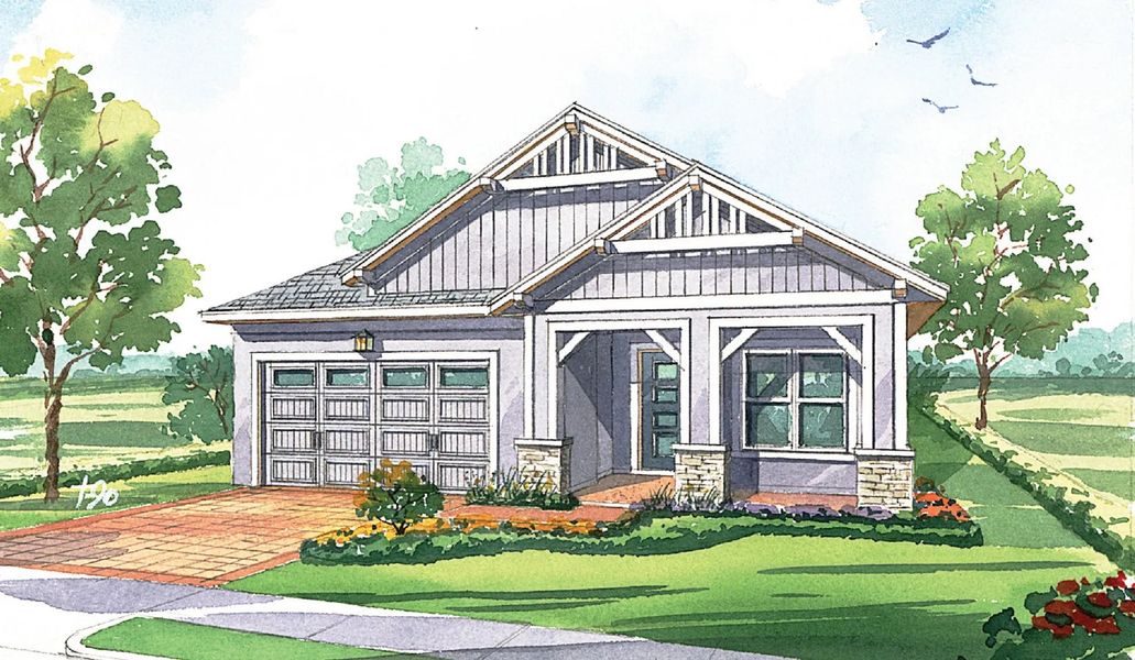 Representative exterior photo of a completed home built from the Cocoa by Jones Homes USA in Twin Lakes, St. Cloud, FL (Image 2).