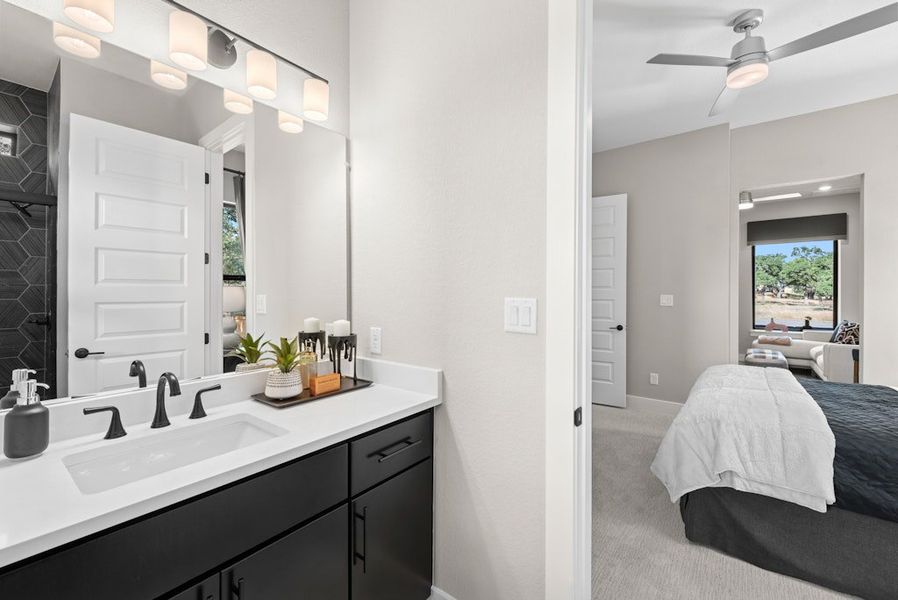 Representative furnished interior of a home built from the Emory by Scott Felder Homes in Leander Estates, Leander (Image 43).