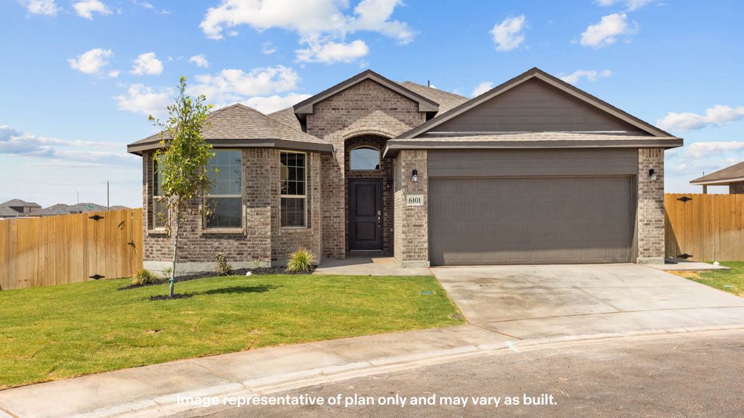 Front exterior of a new home in Viridian, Lubbock, TX, highlighting curb appeal (Image 1).