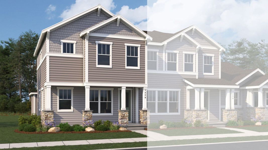 Representative exterior photo of a completed home built from the Lafayette 3 by Brightland Homes in Westerly - Townhomes, Erie, CO (Image 2).