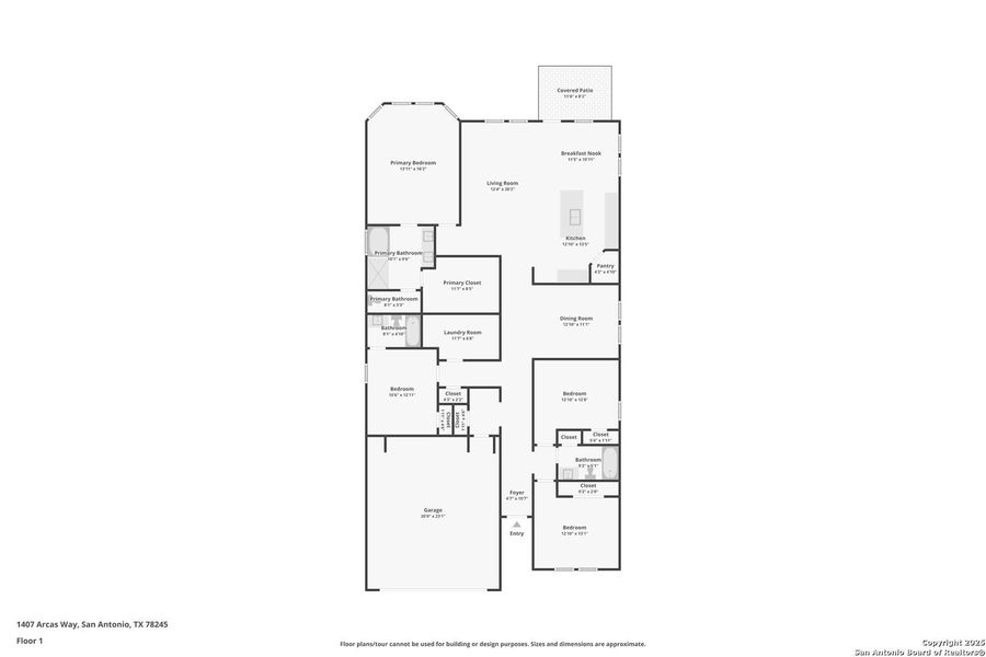 2D floor plan layout of this home in Arcadia Ridge - Classic Series, San Antonio, TX (Image 5).